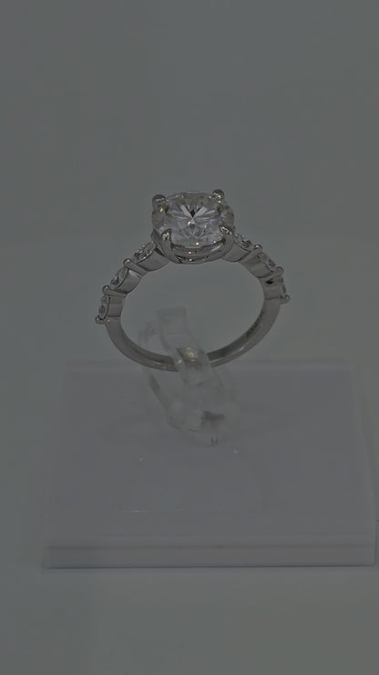 Video of Spectacular 14 Karat Solid Gold Brilliant Cut Diamond Ring with Marquise Bubble Band from Boujee Ice in White Gold