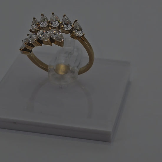 Video of Marquise Pear Diamond Solid Gold Designer Luxury Ring fro Boujee Ice